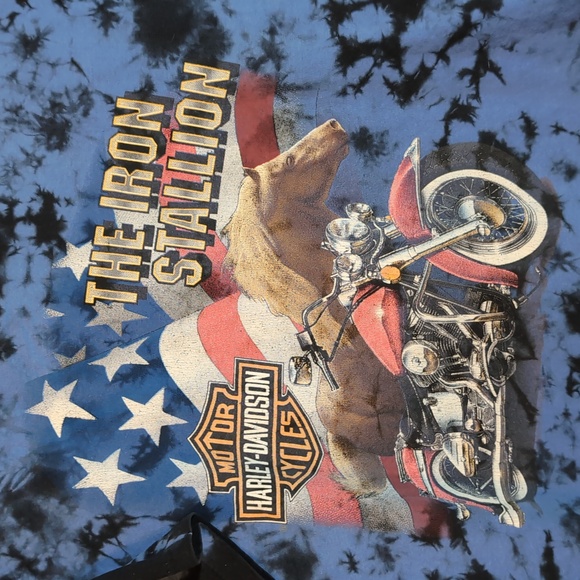 Vint. 90s Tie Dye Harley Davidson Clearwater, FL tee mens XL - Picture 2 of 5